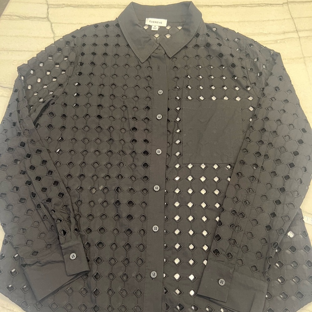 Evereve Button Down Eyelet Shirt